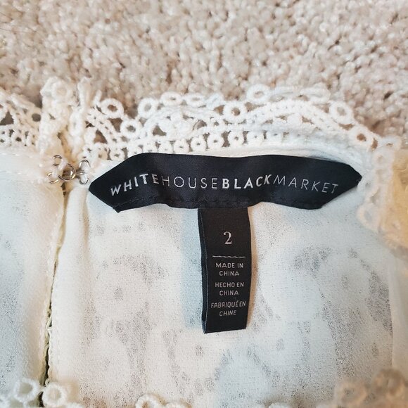 WHBM Ivory / Cream Feminine Long Sleeve Blouse with Lace Size 2 Never Worn - Picture 7 of 10